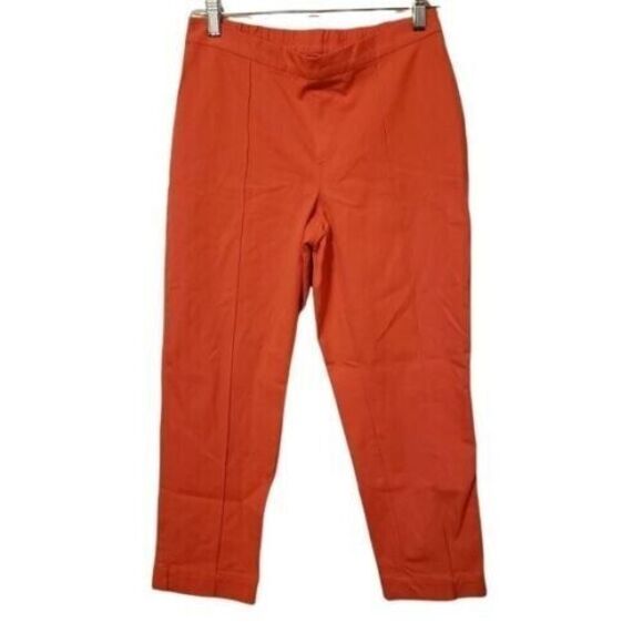 Isaac Mizhari Womens Size 8P Orange  Solid Pull On Cropped Pants - Picture 5 of 8